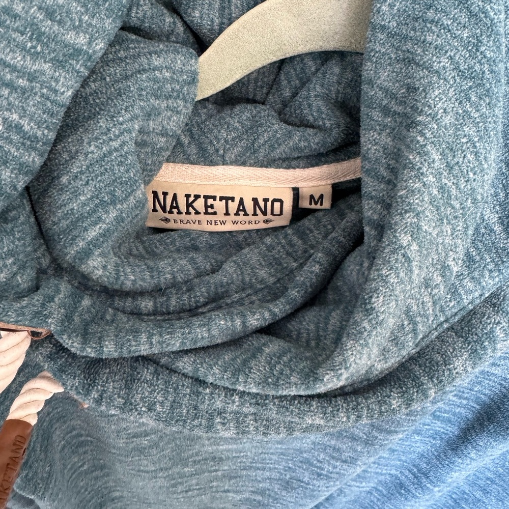 Naketano 🦌 teal velour hoodie size medium / small - Picture 3 of 9